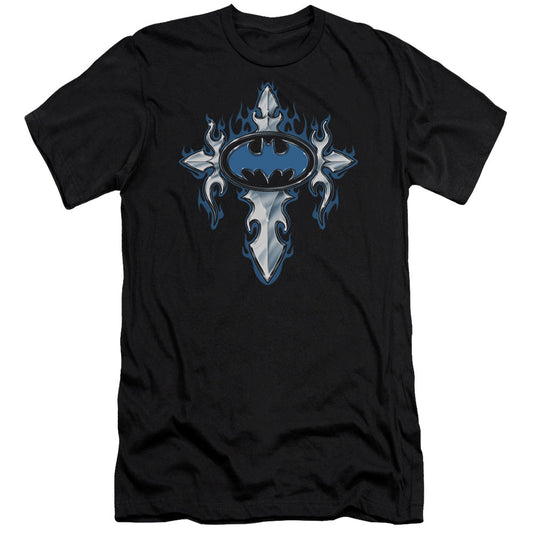 Batman Gothic Steel Logo Slim Fit Mens T Shirt Black