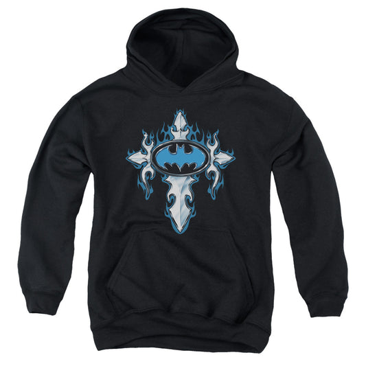 Batman Gothic Steel Logo Kids Youth Hoodie Black