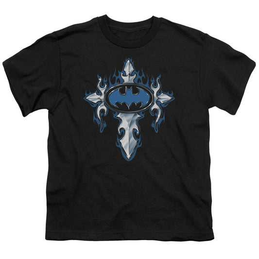 Batman Gothic Steel Logo Kids Youth T Shirt Black