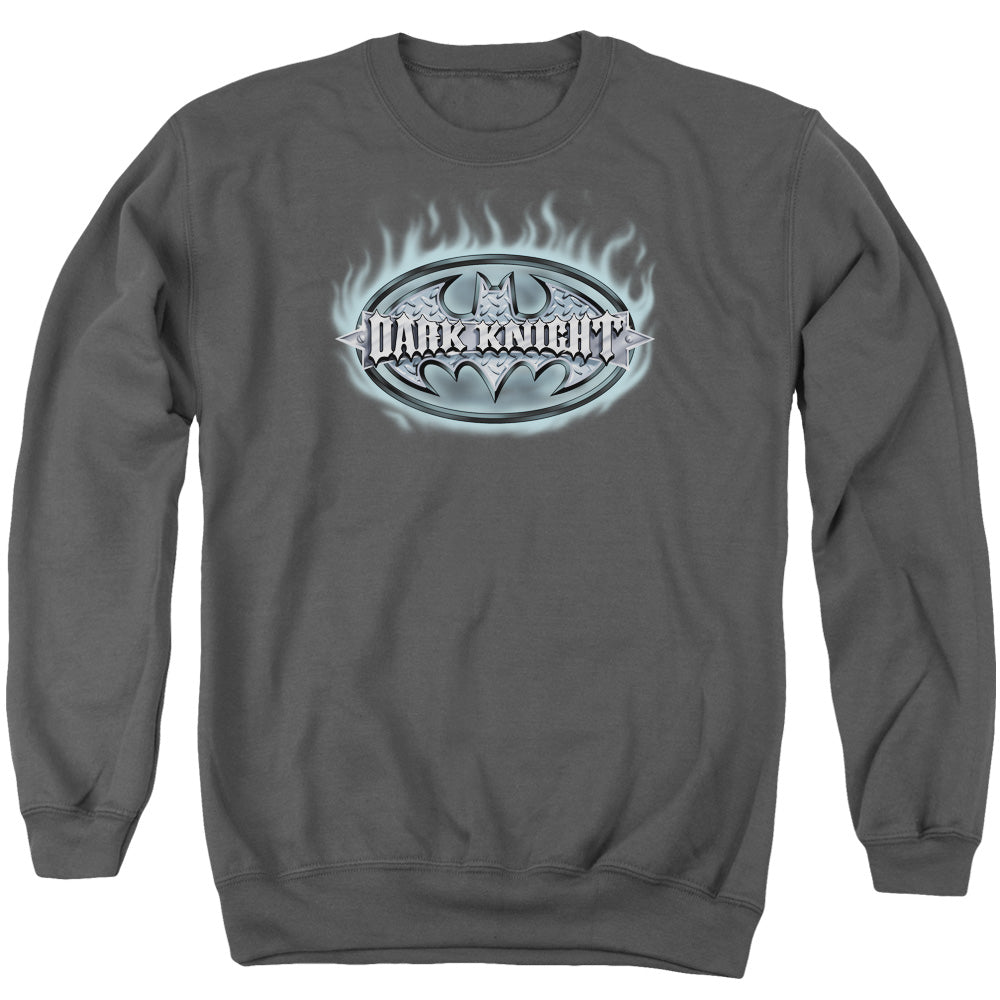 Batman Dark Knight Steel Shield Mens Crewneck Sweatshirt Charcoal