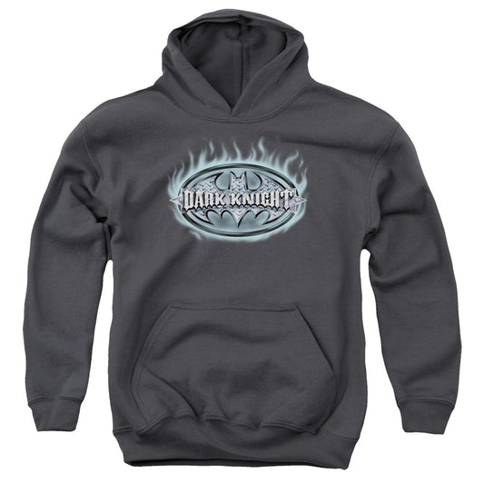 Batman Dark Knight Steel Shield Kids Youth Hoodie Charcoal