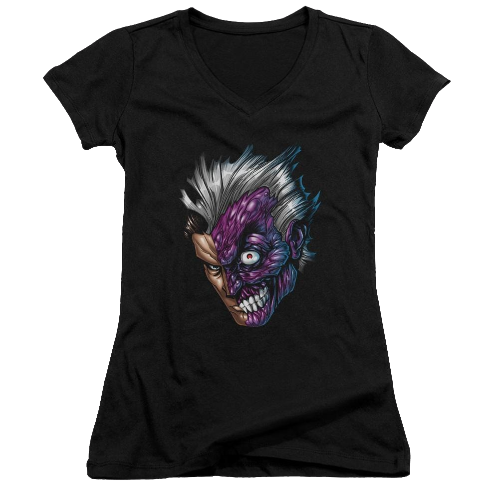 Batman Just Face - Juniors V-Neck T-Shirt