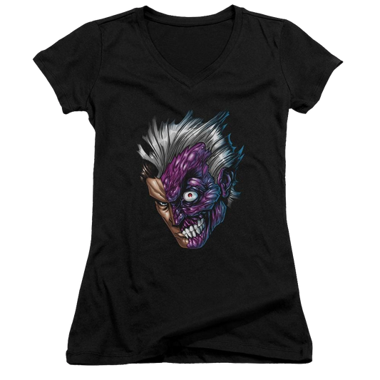 Batman Just Face - Juniors V-Neck T-Shirt
