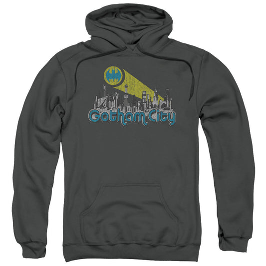 Batman Gotham City Distressed Mens Hoodie Charcoal