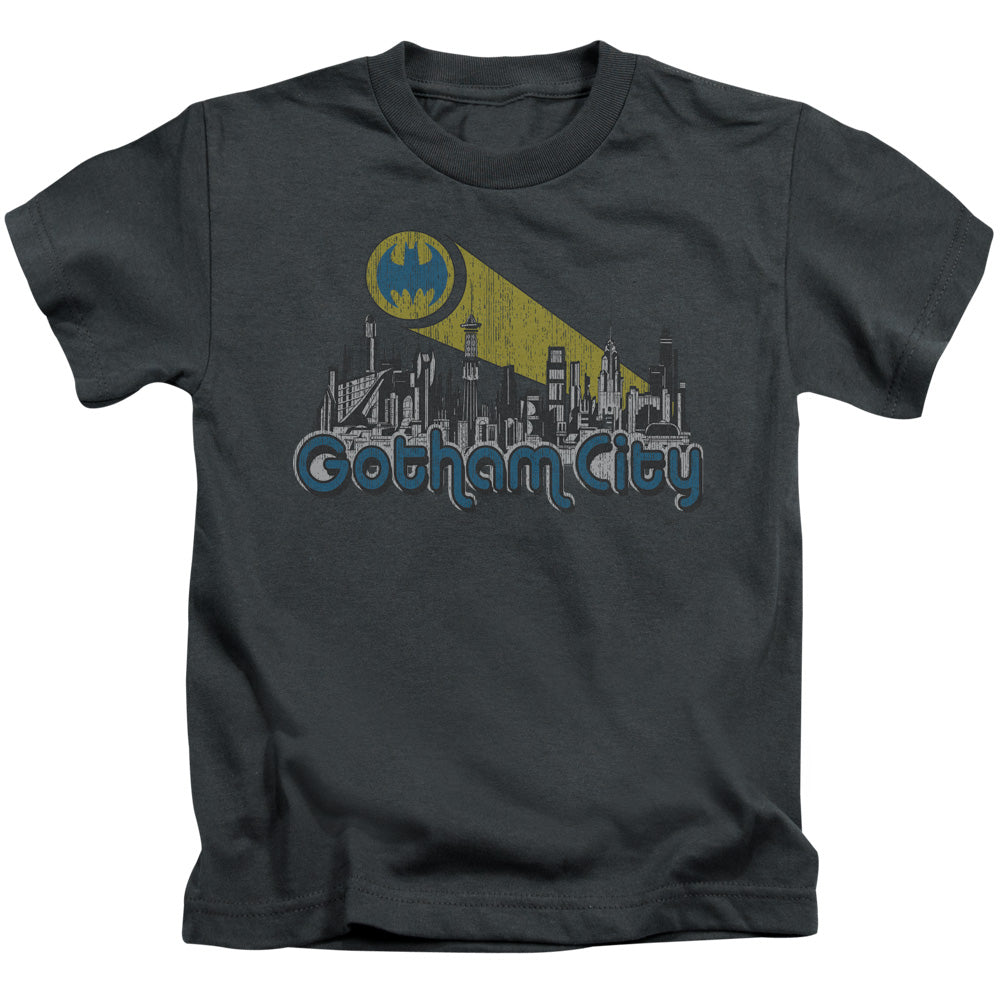 Batman Gotham City Distressed Juvenile Kids Youth T Shirt Charcoal