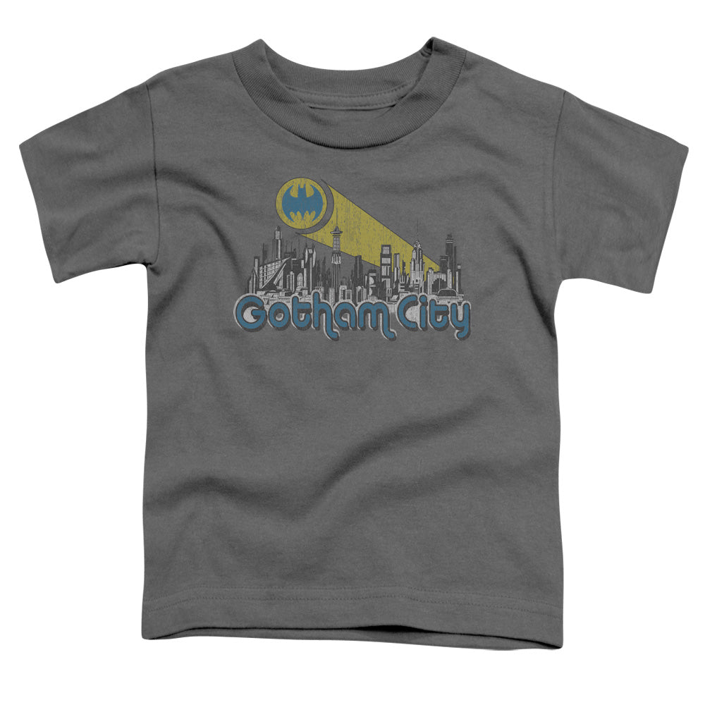 Batman Gotham City Distressed Toddler Kids Youth T Shirt Charcoal