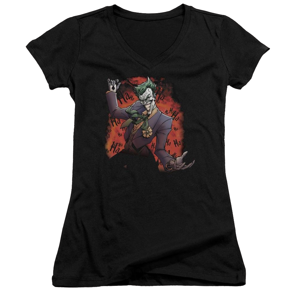 Batman Jokers Ave - Juniors V-Neck T-Shirt