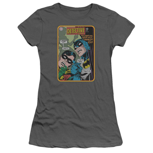 Batman Detective #380 Junior Sheer Cap Sleeve Womens T Shirt Charcoal