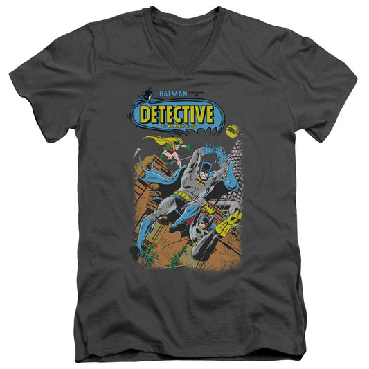 Batman Detective #487 Mens Slim Fit V Neck T Shirt Charcoal