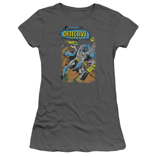 Batman Detective #487 Junior Sheer Cap Sleeve Womens T Shirt Charcoal