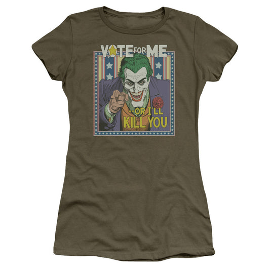 Batman Dark Detective #1 Junior Sheer Cap Sleeve Womens T Shirt Military Green