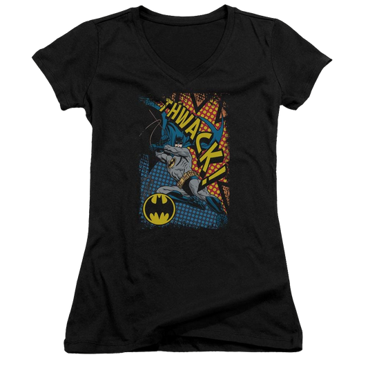 Batman Thwack - Juniors V-Neck T-Shirt