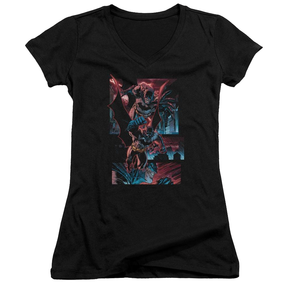 Batman Dark Knight Panels - Juniors V-Neck T-Shirt