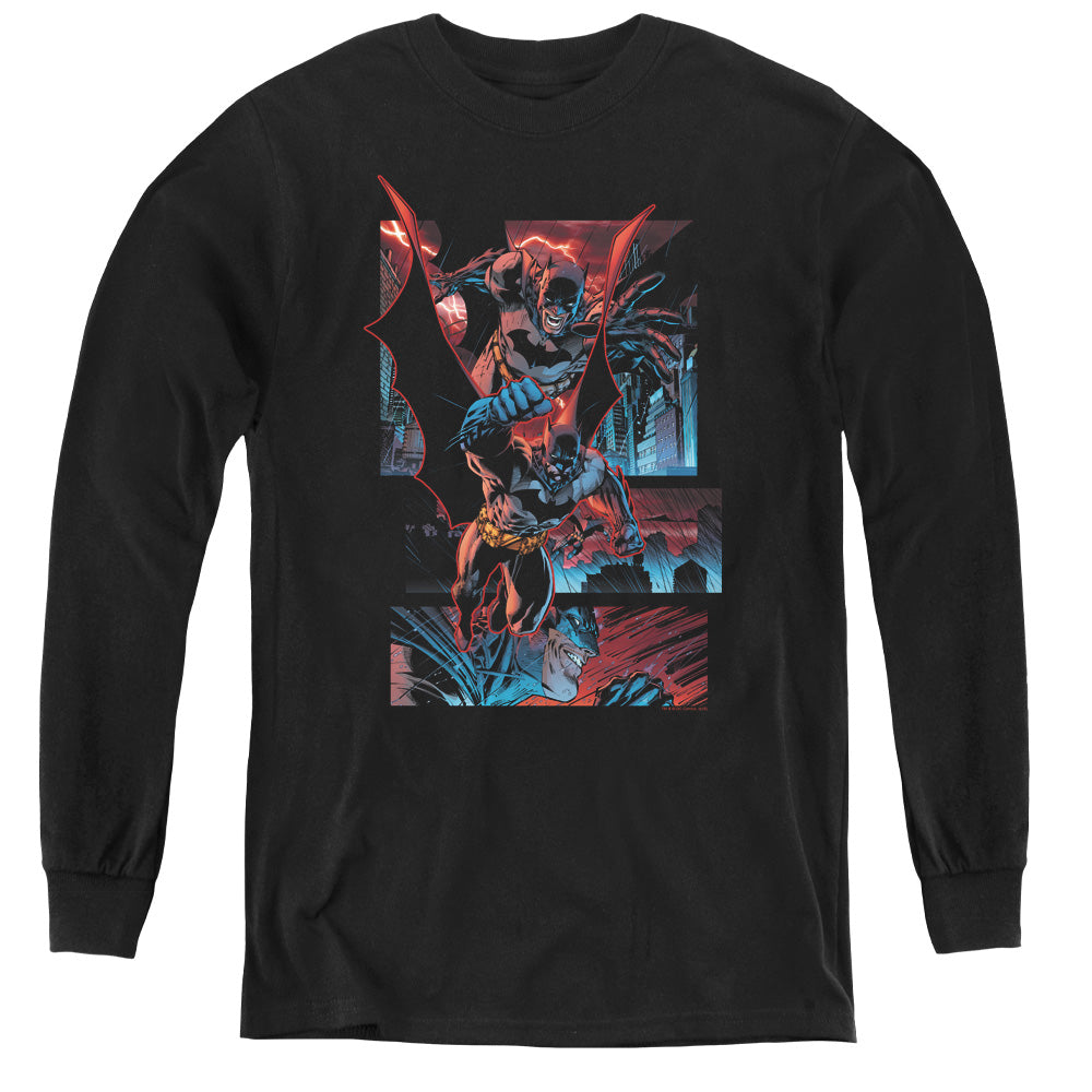 Batman Dark Knight Panels Long Sleeve Kids Youth T Shirt Black