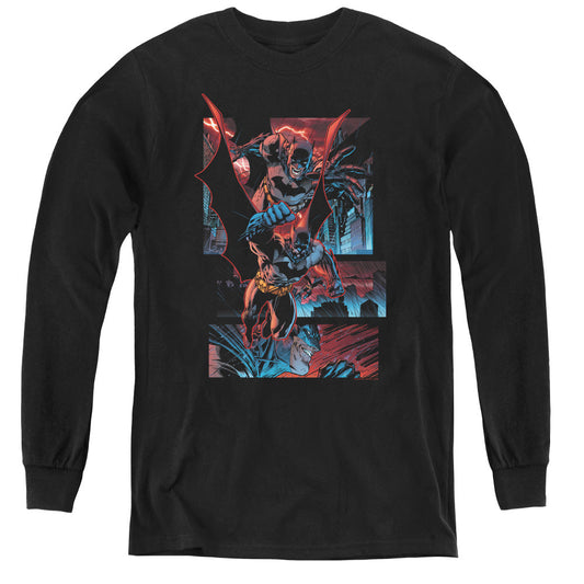Batman Dark Knight Panels Long Sleeve Kids Youth T Shirt Black