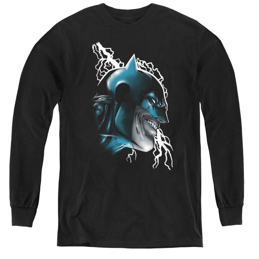 Batman Crazy Grin Long Sleeve Kids Youth T Shirt Black