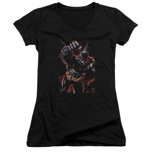 Batman Crimson Knight - Juniors V-Neck T-Shirt