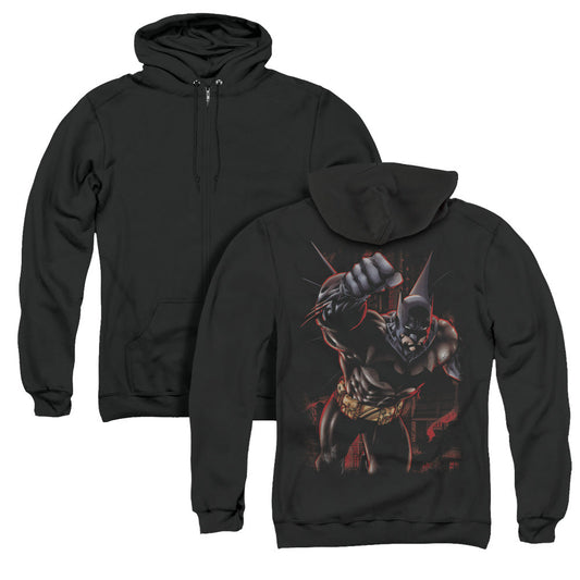 Batman Crimson Knight Back Print Zipper Mens Hoodie Black