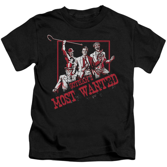 Batman Gothams Most Wanted Juvenile Kids Youth T Shirt Black