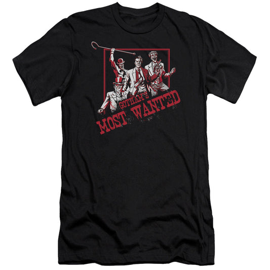 Batman Gothams Most Wanted Premium Bella Canvas Slim Fit Mens T Shirt Black