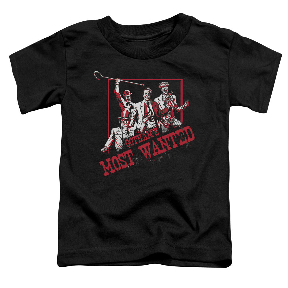 Batman Gothams Most Wanted Toddler Kids Youth T Shirt Black