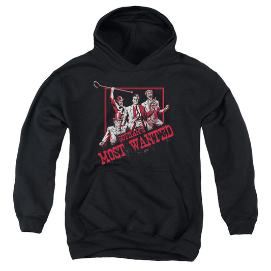 Batman Gothams Most Wanted Kids Youth Hoodie Black