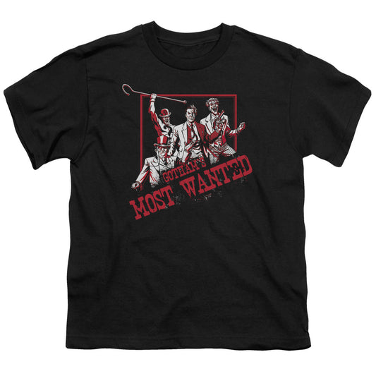 Batman Gothams Most Wanted Kids Youth T Shirt Black