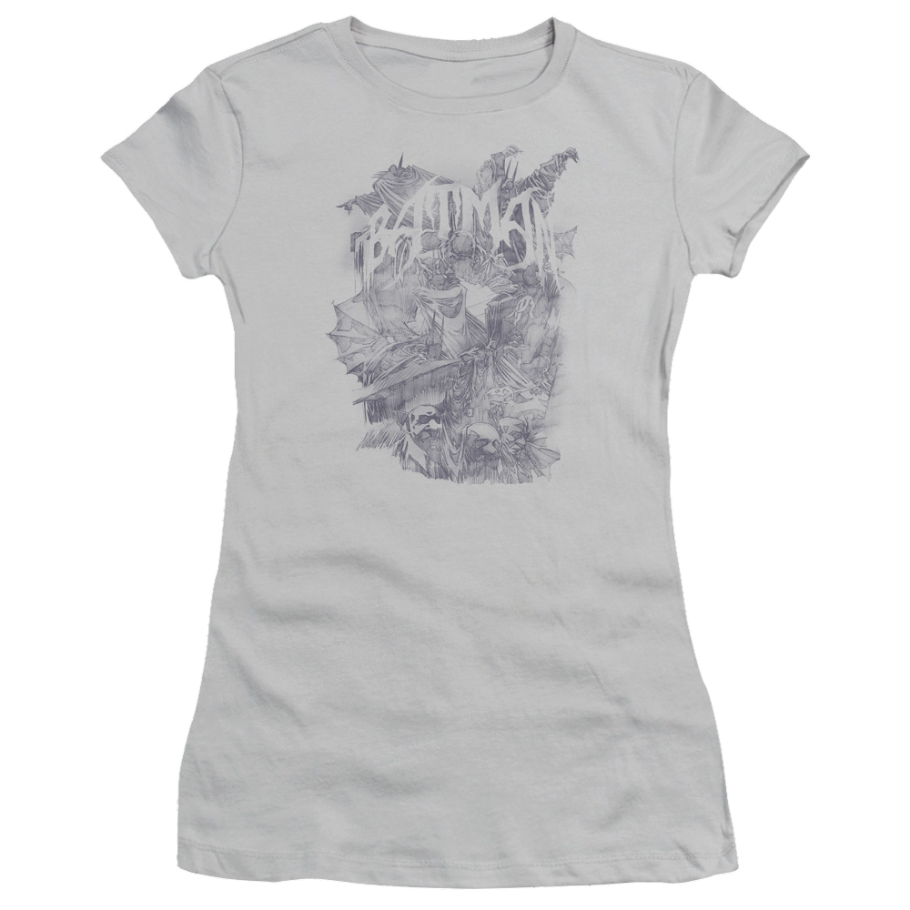 Batman Pencil Bat Collage - Juniors T-Shirt
