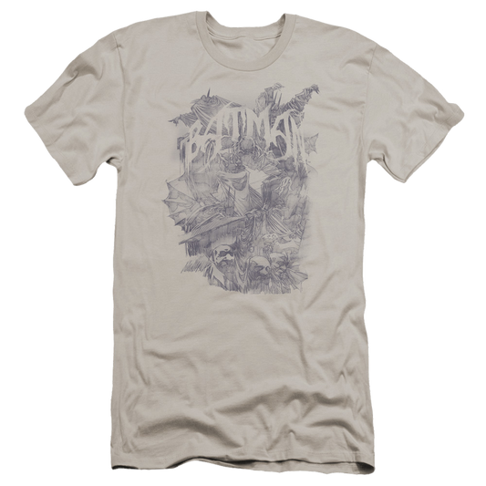 Batman Pencil Bat Collage - Men's Premium Slim Fit T-Shirt