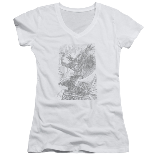 Batman Pencil Batarang Throw - Juniors V-Neck T-Shirt
