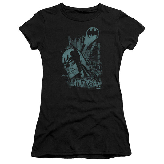 Batman Grited Teeth Junior Sheer Cap Sleeve Womens T Shirt Black