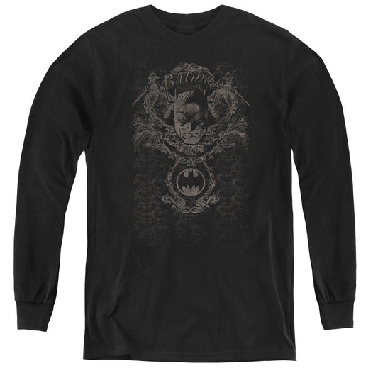 Batman Dark Knight Heraldry Long Sleeve Kids Youth T Shirt Black