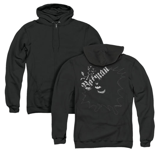Batman Darkness Back Print Zipper Mens Hoodie Black