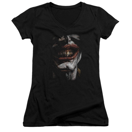 Batman Smile Of Evil - Juniors V-Neck T-Shirt