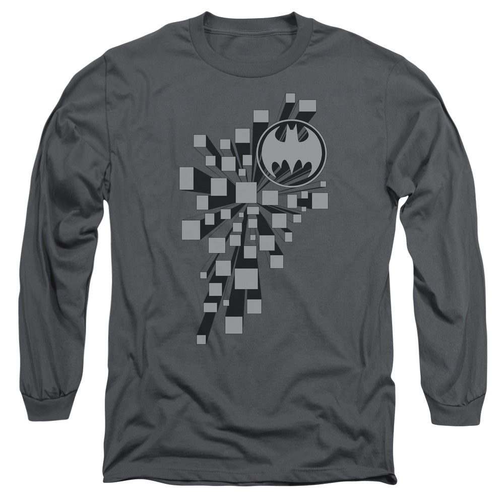 Batman Gotham 3d Mens Long Sleeve Shirt Charcoal