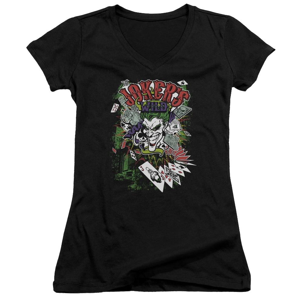 Batman Jokers Wild - Juniors V-Neck T-Shirt