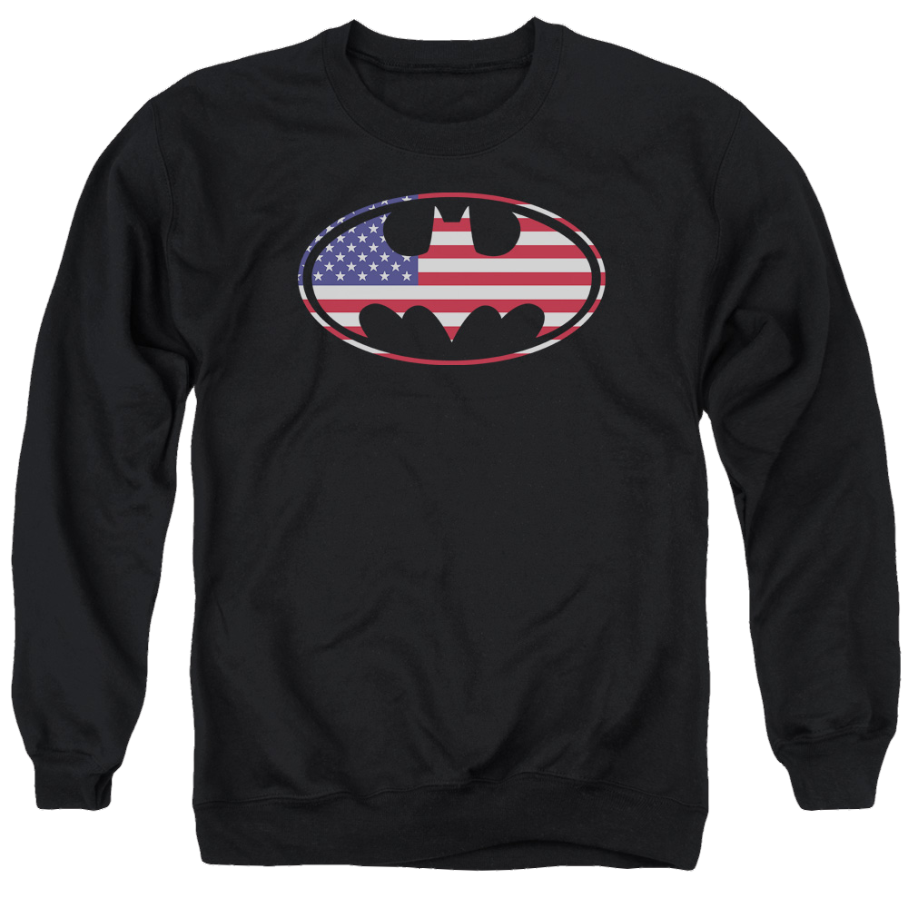 Batman American Flag Oval - Men's Crewneck Sweatshirt