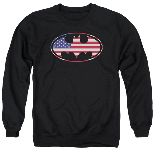 Batman American Flag Oval - Men's Crewneck Sweatshirt