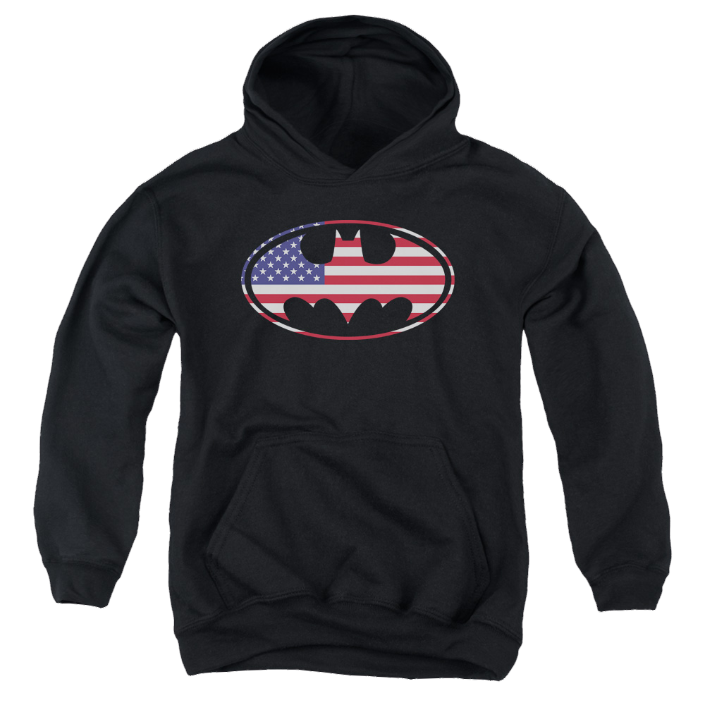 DC Batman American Flag Oval - Youth Hoodie