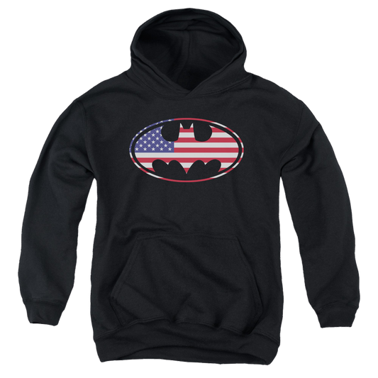 DC Batman American Flag Oval - Youth Hoodie