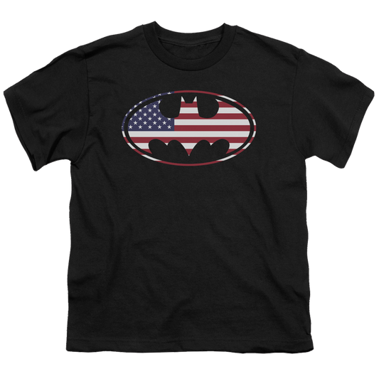 DC Batman American Flag Oval - Youth T-Shirt