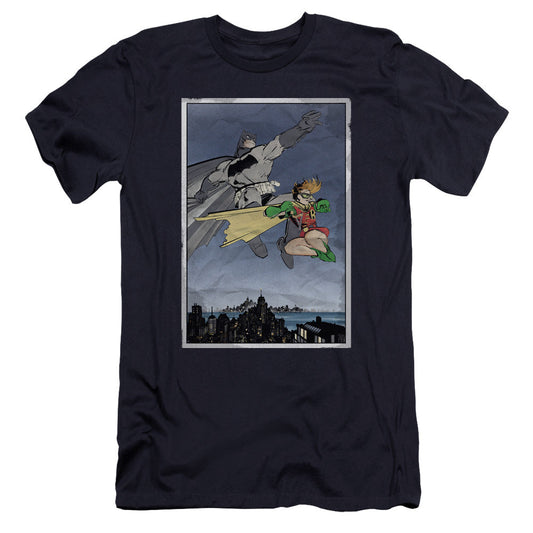 Batman Dkr Duo Premium Bella Canvas Slim Fit Mens T Shirt Navy Blue