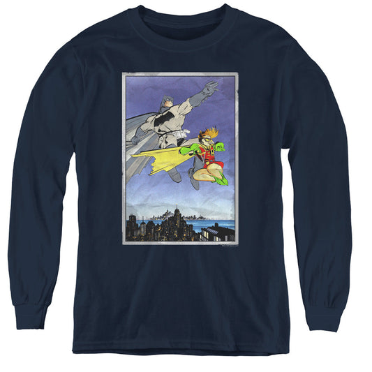 Batman Dkr Duo Long Sleeve Kids Youth T Shirt Navy Blue