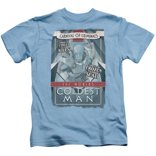 Batman Coldest Man Juvenile Kids Youth T Shirt Carolina Blue