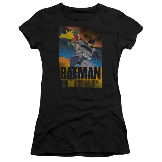 Batman Dk Returns Junior Sheer Cap Sleeve Womens T Shirt Black