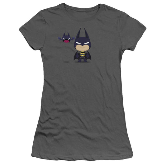 Batman Cute Batman Junior Sheer Cap Sleeve Womens T Shirt Charcoal