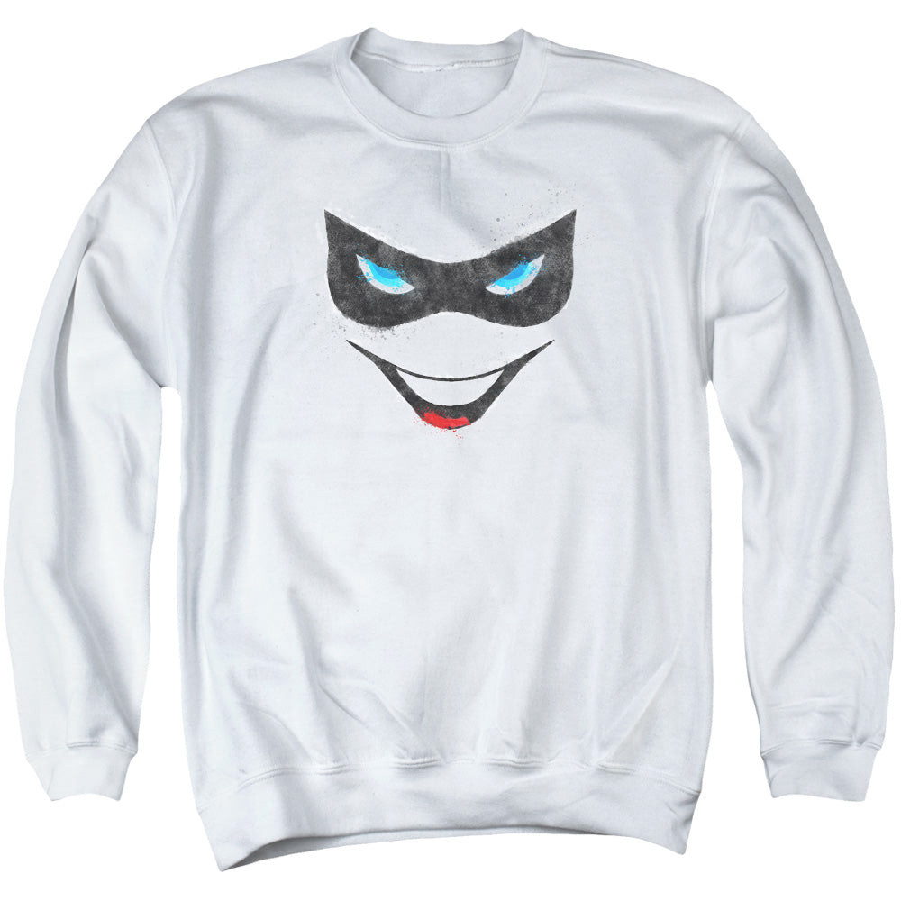 Batman Harley Face Mens Crewneck Sweatshirt White