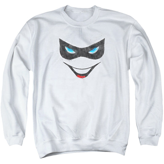 Batman Harley Face Mens Crewneck Sweatshirt White