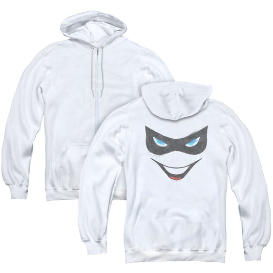 Batman Harley Face Back Print Zipper Mens Hoodie White