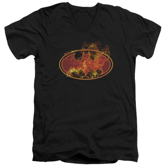 Batman Flames Logo - Men's V-Neck T-Shirt